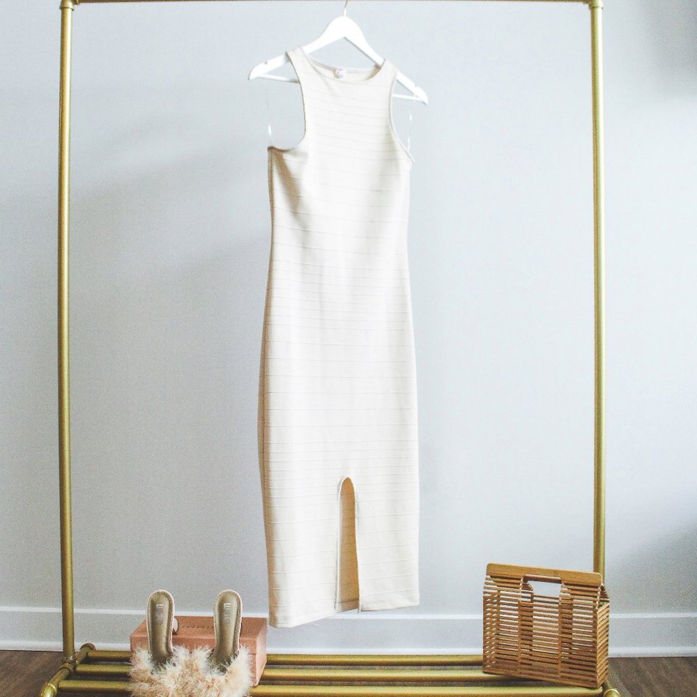 Cream Bandage Racerback Midi Dress